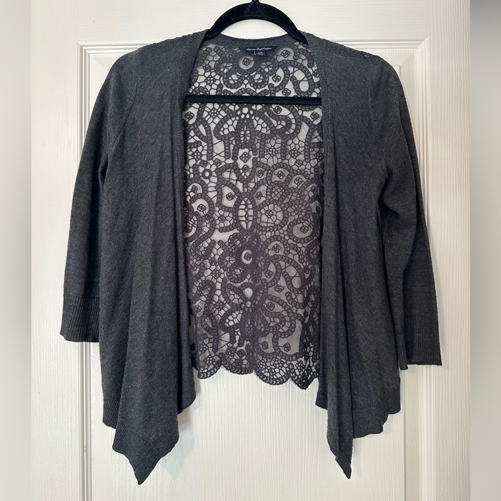 American Eagle Lace Back Cropped Cardigan - Size XS